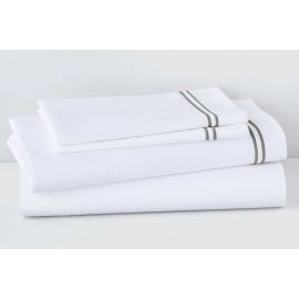 60x80x15-T250 White Queen Fitted Deep Pocket Stripe Sheet - Victoria